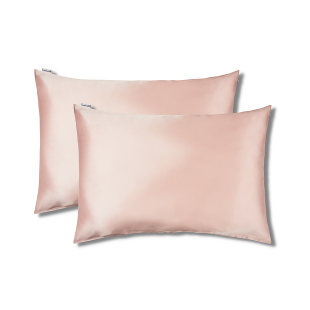 100% Silk Zippered Pillowcase Pair Dusty Pink
