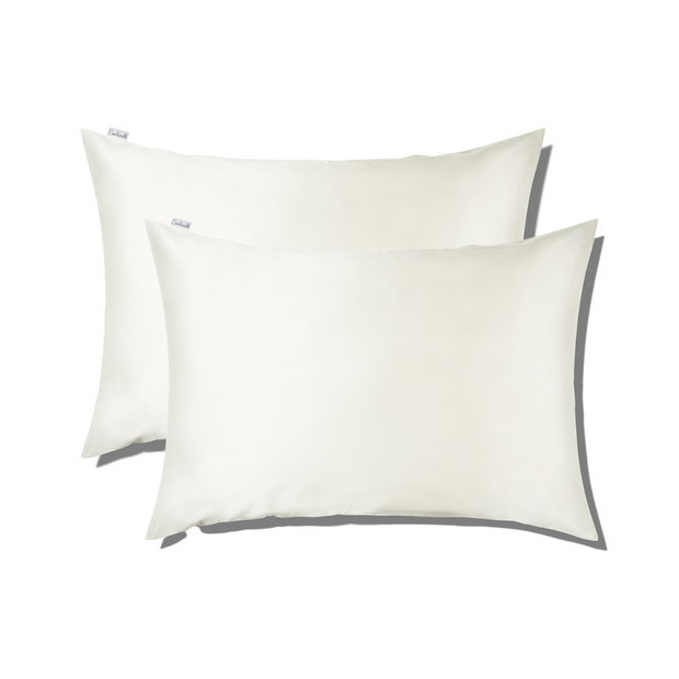 100% Silk Zippered Pillowcase Pair Pearl  White